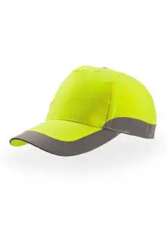 100% poliestere. Parasudore: 35% cotone, 65% poliestere. Cappellino a 5 pannelli, occhielli ricamati, banda riflettente, pannello frontale rinforzato, visiera pre-curvata, chiusura in velcro, ideale per la stampa, bottone riflettente, taglia unica.