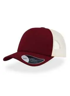 Pannello frontale e visiera: 100% cotone chino, altri pannelli: 100% poliestere. Cappellino a 5 pannelli con pannello frontale non strutturato e foderato internamente in cotone, visiera pre-curvata, chiusura in pvc, etichetta removibile, taglia unica.