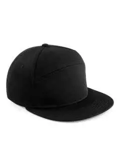 100% coton brossé. Casquette 5 panneaux avec design des panneaux en H, visière plate, règlage snapback style rétro, taille unique.