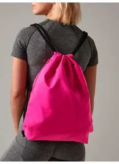 100% poliestere 300d. Sacca con tasca interna laterale con cerniera, cordoncini spessi Dimensioni: 40 x 49 cm, capacita' 15 litri, area stampabile: 36 x 42 cm.