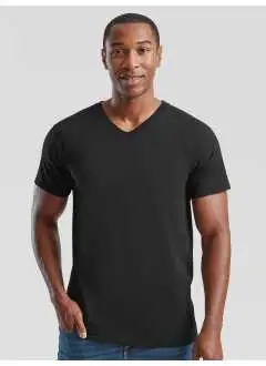 100% coton. T-shirt manches courtes pour hommes, col V, bande de propreté intérieure, tissage compact pour un meilleur rendu des impressions, structure tubulaire. Col: 94: 97% cot. 3% pol. (Col. 30: 135 g/m²).