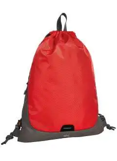 100% poliester 300d ripstop. Bolso al hombro, compartimiento principal con cremallera lateral, con bandas reflectantes. Cierre con cordón.Talla: 36 x 45 cm,  área imprimible: 23 x 28 cm. Capacidad: 10 litros.