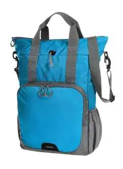 100% poliéster 420d & ripstop. Bolsa shopper cómoda. Compartimiento principal con cremallera, bolsillo frontal con cremallera doble, correa acolchada desmontable y regulable. Talla: 29,5/42 x 48,5 x 15 cm. Area imprimible: 16 x 16 cm. Capacidad: 22 litros.