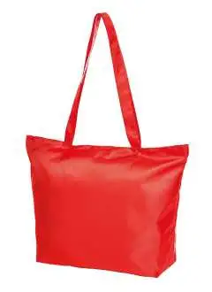 100% poliestere 420d. Shopper spaziosa, dotata di compartimento principale con cerniera, richiudibile a busta. Dimensioni shopper: 50 x 35 x 15 cm, area stampabile: 31 x 25 cm, dimensione custodia: 16 x 12 cm. Capacità: 18 litri.