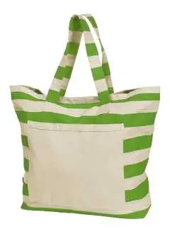 100% cotone pesante. Grande shopper con ampia tasca anteriore, chiusura con velcro, decorazione a strisce. Dimensioni: 60x46x18 cm. Area stampabile: 23x20 cm, capacità: 36 litri.