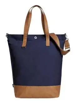 100% algodón. Moderno shopper con finos detalles, gran compartimento principal con cremallera y clip, bolsillo interior colgante con cremallera, bolsillo con cremallera accesible desde el exterior, asas largas, correa de algodón ajustable y extraíble. Dim