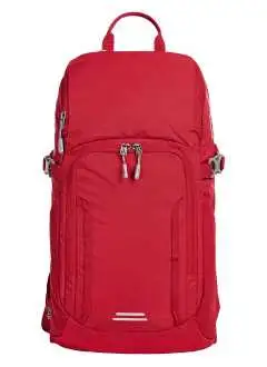 100% RPET 150D/600D Ripstop. Zaino da giorno e da bici leggero e funzionale, schienale imbottito con sistema a nido d'ape, cinturino al torace regolabile in altezza, cinturino in vita, scomparto principale con zip bidirezionale con tasca a inserto piatta interna, uscita posteriore per cuffie, diverse tasche, cinghie laterali, fascia con cinghia Molle sulla tasca anteriore, stampa riflettente, manico.