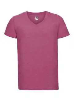 65% polyester,  35% coton. T-shirt manches courtes col V, bande d'épaule, coutures latérales,  étiquette adhésive amovible dans le col (Col. 30: 155 g/m²).