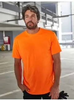 80% poliéster, 20% algodón. Camiseta de fácil cuidado, tejido robusto, óptima resistencia al lavado, cuello redondo con elastán, cinta de refuerzo en el cuello.