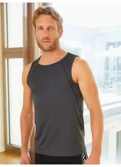 100% poliéster. Camiseta tecnica sin mangas hombre, tejido exterior: (130 g/m²), respirable, ligera y comoda, costuras en contraste.