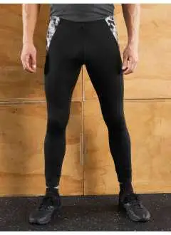 90% poliammide, 10% elastan. Leggings sportivi, tessuto morbido e elastico con elastan, stampa all-over, inserti a un colore sui lati, girovita elastico con cordino, taschino porta chiavi con zip.