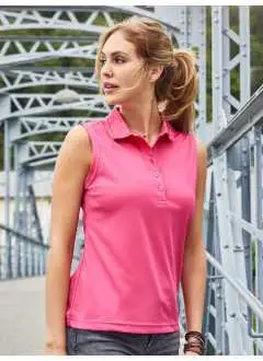 100% poliestere. Polo funzionale per il tempo libero e lo sport Poliestere di alta qualità funzionale (micro poliestere), Estremamente confortevole. Traspirante, regola l'umidità e ad asciugatura rapida, UPF 25, Colletto piatto cucito a maglia, bottoni  tono su tono, Leggermente avvitata, Tessuto esterno (155 g/m²). Donna, Colletto polo, Tank/Tops, Protezione dai raggi UV.
