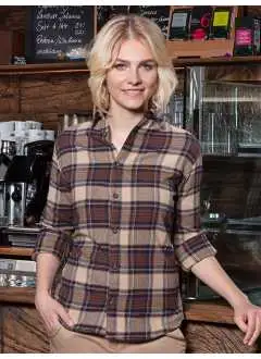 65% poliestere 35% cotone. Camicetta da donna in stile urban e moderno design a quadri, perfetta combinazione di eleganza classica e trendy stile street wear, tessuto morbido sulla pelle, elevata resistenza al lavaggio contro lo sporco più ostinato, vestibilità slim-fit (taglio stretto in vita), carré, colletto all´italiana, maniche lunghe, polsino sportivo arrotondato con due bottoni adiacenti per regolare la circonferenza del polsino, orlo arrotondato. Lavaggio 60°C.