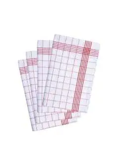 100% cotone. Strofinaccio per stoviglie. Ogni pacco contiene 10 pezzi. Misura 50x70.