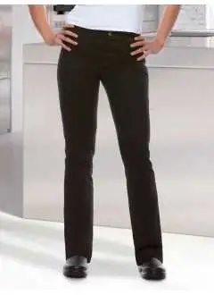 97% coton, 3%  élasthanne. Pantalon en tissu sergé. pré-rétréci, entretien facile, coupe confort et stretch grâce aux fibres élastique, passants pour ceinture, 2 poches latérales, 2 poches arrières
