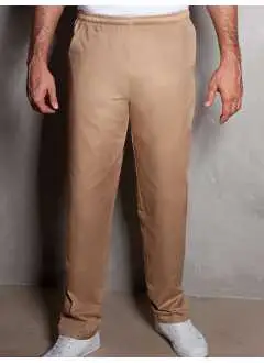 65% poliestere, 35% cotone. Pantaloni da lavoro con elastico e cordoncino in vita, tessuto raffinato, irrestringibile, lavabile, indumento pratico, comodi, pratico tessuto per tutte le esigenze della quotidianità, elevata resistenza al lavaggio contro lo sporco più ostinato, altezza della vita normale, pantaloni a gamba dritta, 2 taschini laterali, 1 taschino posteriore destro applicato. Lavaggio a 60°C. Colore Bianco lavabile a 95°C.