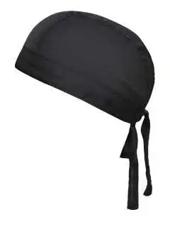 97% poliestere 3% cotone. Bandana con chiusura sulla nuca.