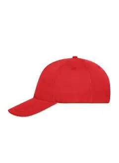 100% cotone organico. Cappellino a 5 pannelli. 4 fori di ventilazione ricamati, 6 cuciture decorative sulla visiera, pannello frontale laminato, piacevole da indossare grazie alla fascia in raso foderata, chiusura a strappo.