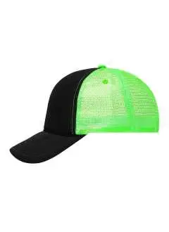 100% poliestere. Cap a 5 pannelli con cordino retrò sulla visiera 6 cuciture sulla visiera, Fascetta tergisudore in cotone, Regolazione taglia con chiusura 
