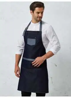 "Domain" Contrast Denim Bib Apron