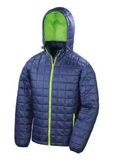 Extérieur: 100% nylon 20D avec revêtement AC, remplissage: 100% polyester, doublure: 100% nylon 20D. Veste avec capuche réglable, doublure et fermetures à glissière contrastées, poignet élastique doux, poches zippées, col montant, poche intérieure, fermeture à glissière intégrale, coupe contemporaine, rangement facile.