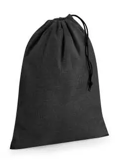 100% Mélange de polyester et coton recyclés. Sac à cordelette fabriqué à partir d'un mélange de coton recyclé pré-consommation et de polyester recyclé post-consommation. Cordons en mélange de polyester et coton recyclés. Fermeture par cordon. Étiquette amovible. Dimensions: S: 25x30 cm, cap. 3 lt. - M: 35x43 cm, cap. 9 lt. - L: 47x54 cm, cap. 17 lt. - XL: 50x68 cm, cap. 32 lt.