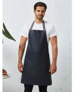 "District" Waxed Look Denim Bib Apron