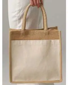 Cotton Pocket Natural Starched Jute Midi Tote
